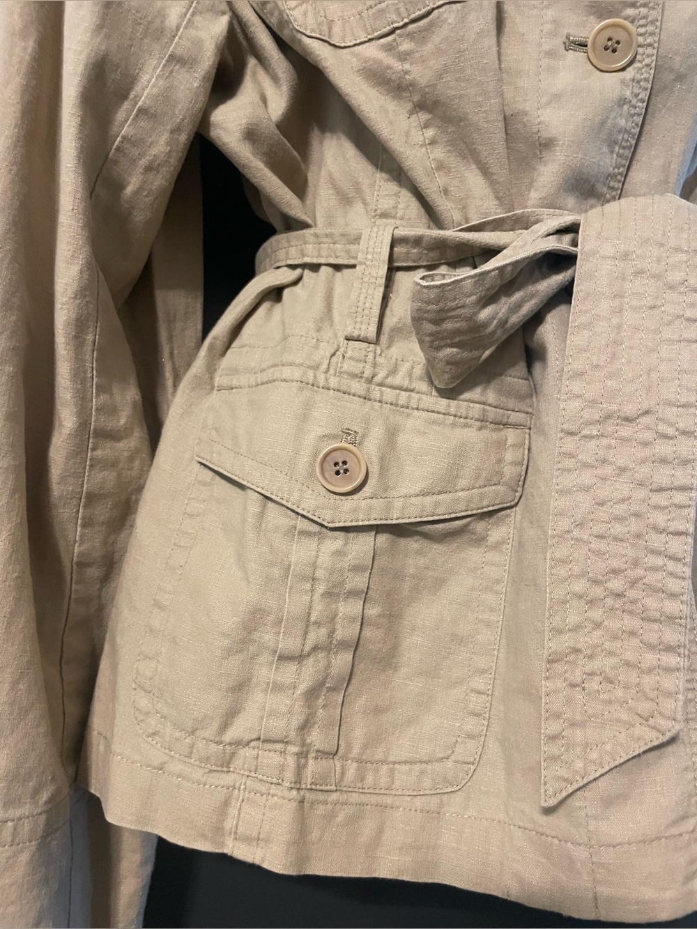 Jones New York Sport Linen Blend Safari Utility Jacket Belted Tan XL - Picture 5 of 9